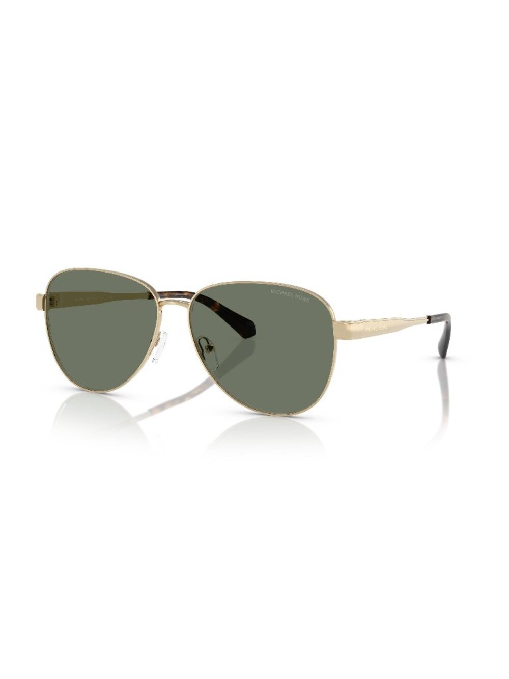 New Michael Kors Women's Sunglasses Gold Aviator Green Lens Metal Frame MK1160